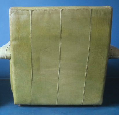 Patchwork Leather Lounge Chair and Ottoman in Olive Green from Laauser, 1970s, Set of 2-ED-2020128