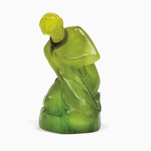 Pate De Verre Woman with Shawl and Necklace Paperweight by Amalric Walter and Alfred Finot-YGE-1353098