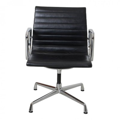 Patinated Black Leather EA-108 Chair by Charles Eames for Vitra-MTD-1400506