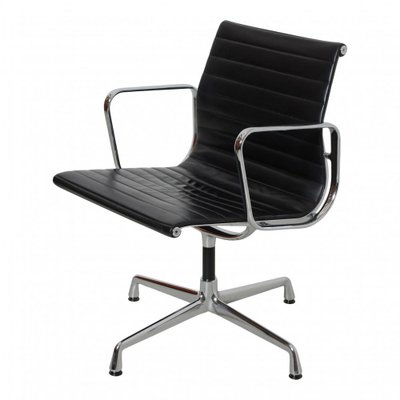 Patinated Black Leather EA-108 Chair by Charles Eames for Vitra-MTD-1400506