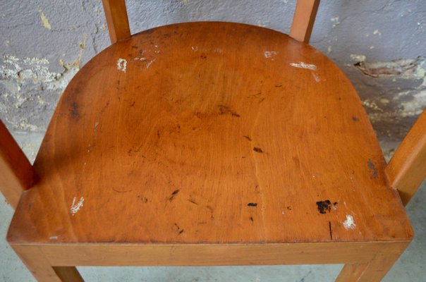 Patinated Curved Wood Desk Chair, France, 1950-AIU-1404902