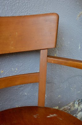 Patinated Curved Wood Desk Chair, France, 1950-AIU-1404902