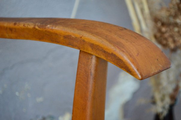 Patinated Curved Wood Desk Chair, France, 1950-AIU-1404902