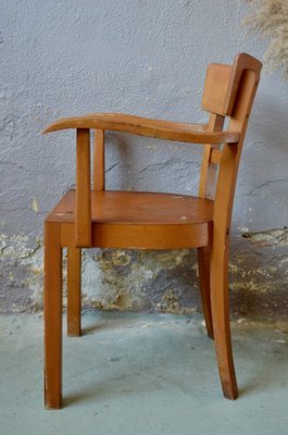 Patinated Curved Wood Desk Chair, France, 1950-AIU-1404902