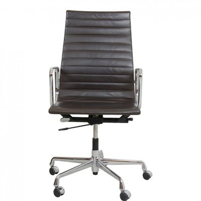 Patinated Dark Brown Leather Ea-119 Office Chair by Charles Eames for Vitra, 2000s-MTD-1400302