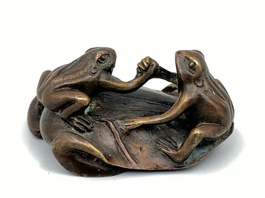 Patinated Iron Okimono Frog, 1800s-QKG-1355098