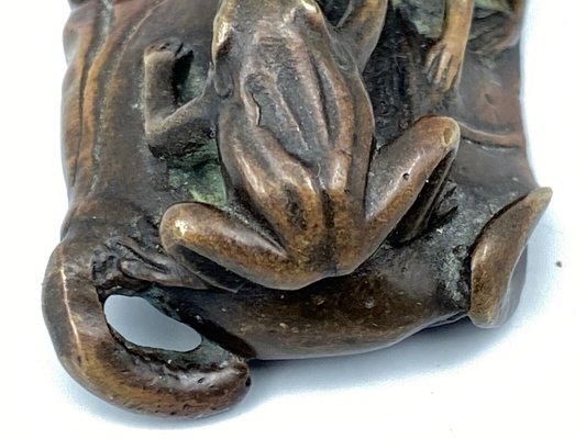 Patinated Iron Okimono Frog, 1800s-QKG-1355098