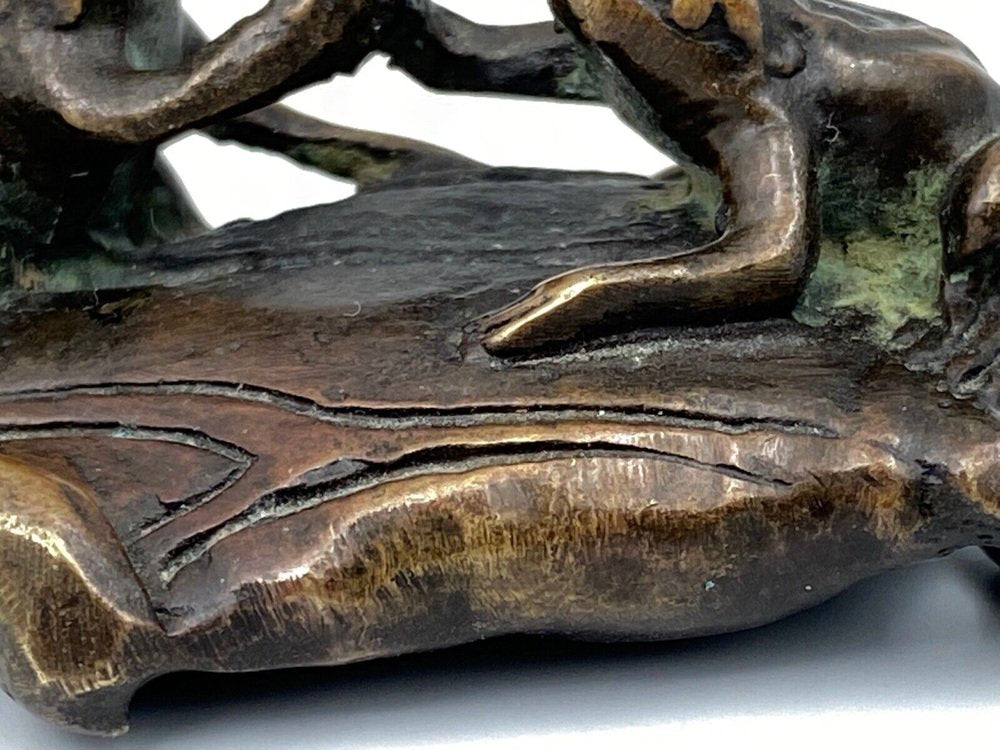 Patinated Iron Okimono Frog, 1800s