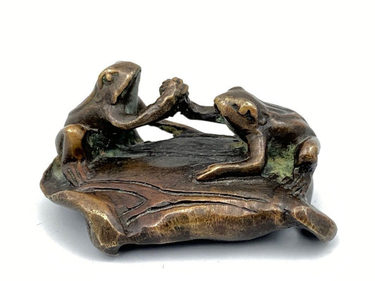 Patinated Iron Okimono Frog, 1800s