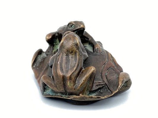 Patinated Iron Okimono Frog, 1800s-QKG-1355098