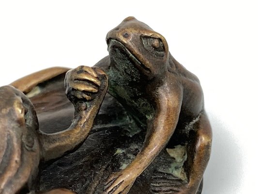 Patinated Iron Okimono Frog, 1800s-QKG-1355098