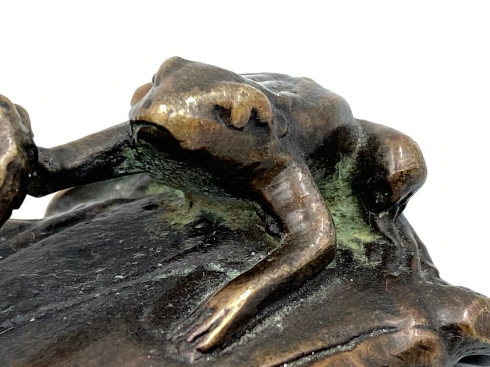 Patinated Iron Okimono Frog, 1800s