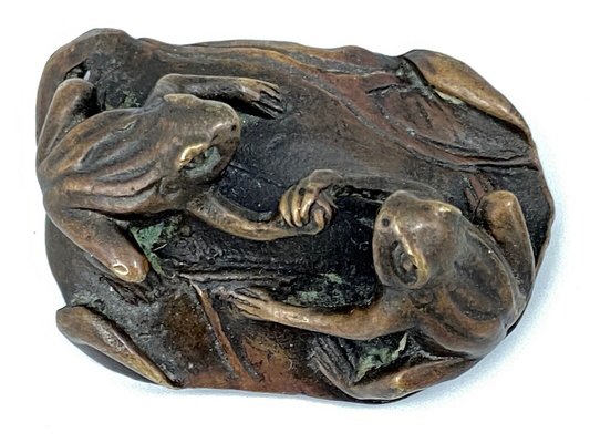 Patinated Iron Okimono Frog, 1800s-QKG-1355098