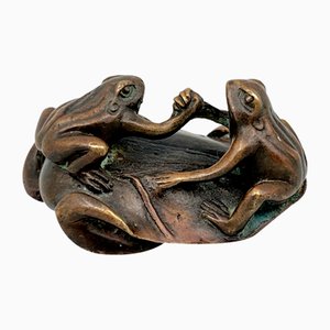 Patinated Iron Okimono Frog, 1800s-QKG-1355098