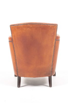 Patinated Leather and Boucle Lounge Chair by Otto Schulz for Boet, 1950s-FK-727435