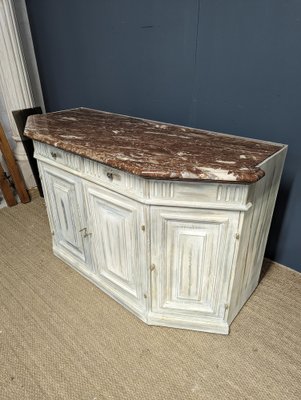 Patinated Low Buffet with Cherry Marble Tray-HLV-1805807