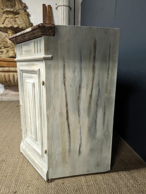 Patinated Low Buffet with Cherry Marble Tray-HLV-1805807