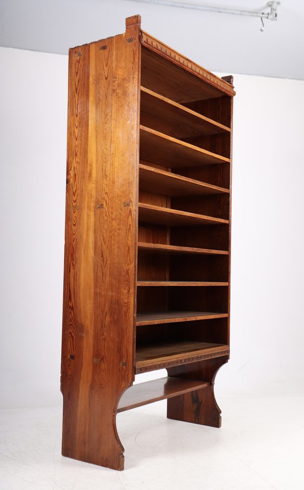 Patinated Pine Bookcase by Martin Nyrop for Rud Rasmussen, 1950s