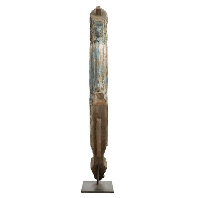 Patinated Teak Sculpture on Base-NQ-1788066