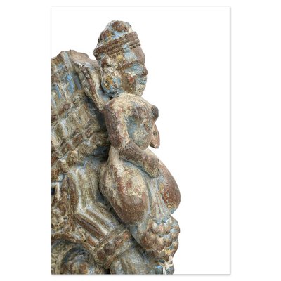 Patinated Teak Sculpture on Base-NQ-1788066