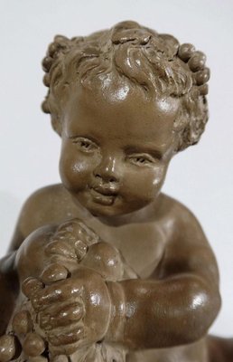 Patinated Terracotta Sculpture of Putti Playing with a Goat, 1900s-RVK-1245187