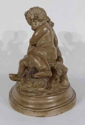 Patinated Terracotta Sculpture of Putti Playing with a Goat, 1900s-RVK-1245187