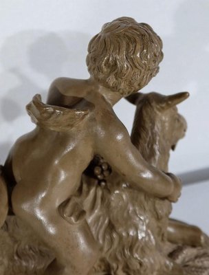 Patinated Terracotta Sculpture of Putti Playing with a Goat, 1900s-RVK-1245187