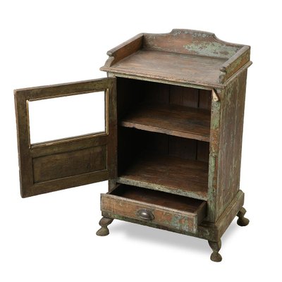 Patinated Wooden Bedside Table, 1800s-NQ-1749258