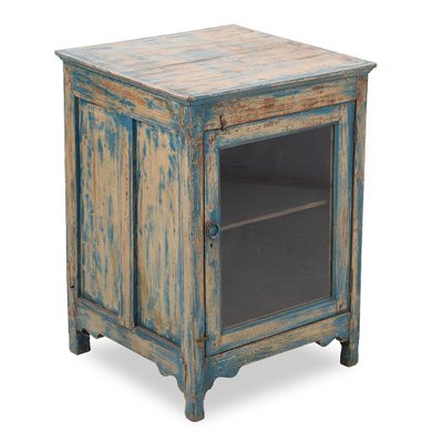 Patinated Wooden Bedside Table with Showcase, 1800s-NQ-1749259