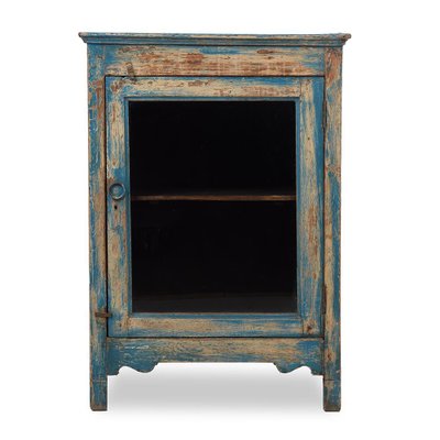 Patinated Wooden Bedside Table with Showcase, 1800s-NQ-1749259