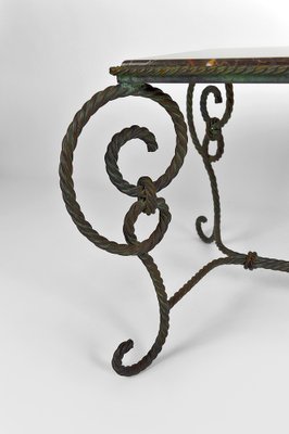 Patinated Wrought Iron and Black Marble Coffee Table, 1940s-XNH-1176470