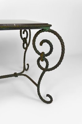 Patinated Wrought Iron and Black Marble Coffee Table, 1940s-XNH-1176470