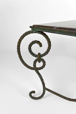 Patinated Wrought Iron and Black Marble Coffee Table, 1940s-XNH-1176470