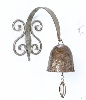 Patinated Wrought Iron Art Deco Amsterdam School Gong or Bell, 1930s-MY-838602