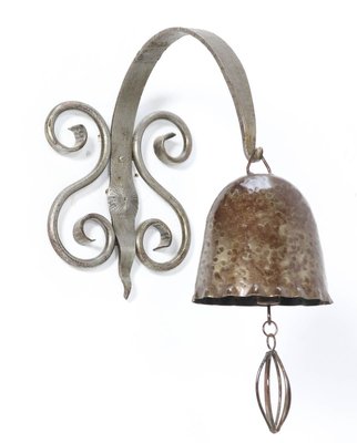 Patinated Wrought Iron Art Deco Amsterdam School Gong or Bell, 1930s-MY-838602