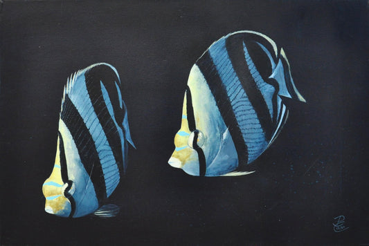 Patrick Chevailler, Banded Butterfly Couple, 2021, Oil on Canvas