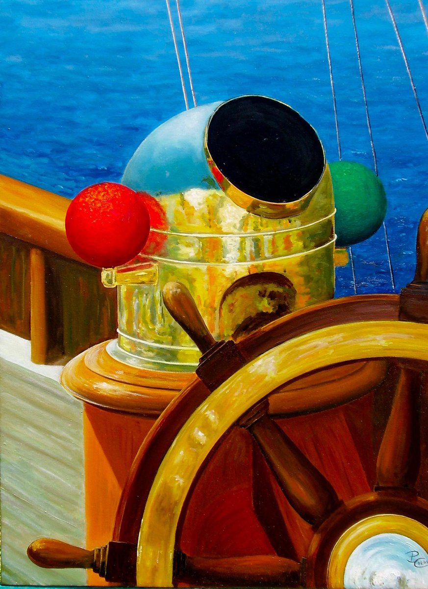 Patrick Chevailler, Wheel and Compass, 2021, Oil on Canvas