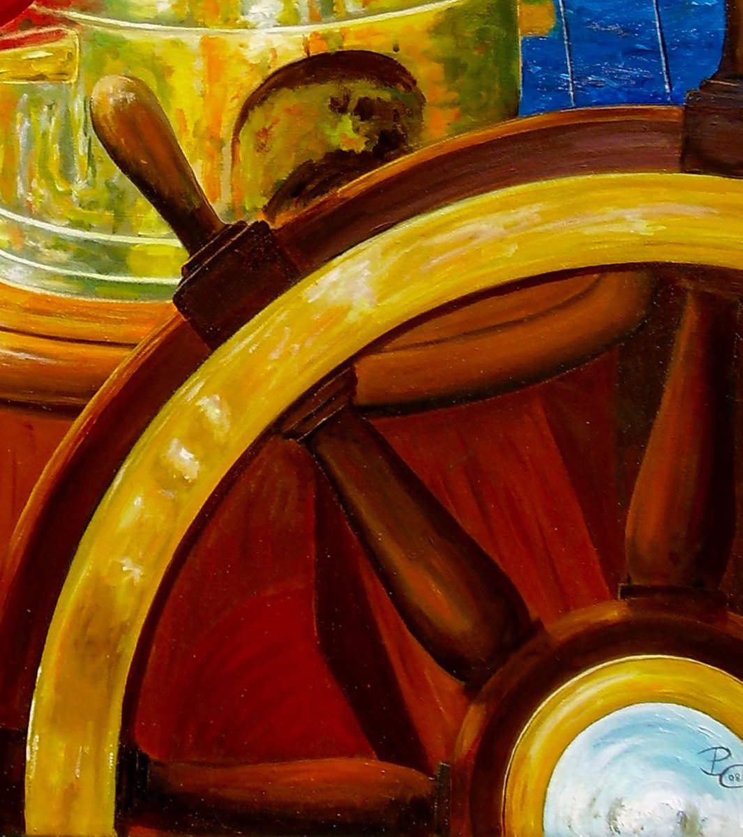 Patrick Chevailler, Wheel and Compass, 2021, Oil on Canvas