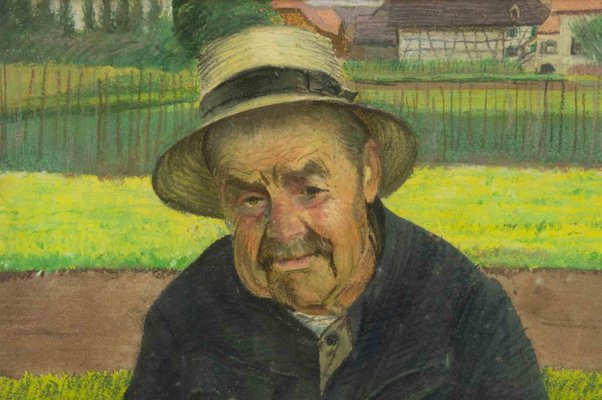 Paul Ascan Demmé, Portrait of Man, Oil Pastel on Board, Early 20th-Century-ZCI-1360071