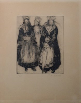 Paul Auguste Masui, Belgium Women at Work, Etchings, Set of 4-AOI-2042685