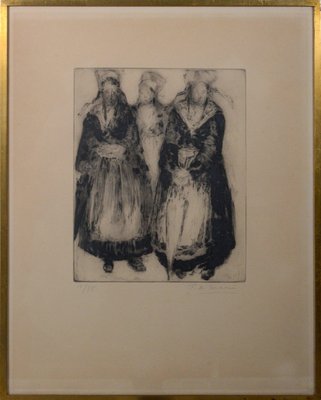 Paul Auguste Masui, Belgium Women at Work, Etchings, Set of 4-AOI-2042685