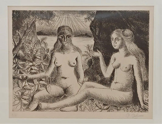 Paul Delvaux, La Dispute, 1969, Engraving