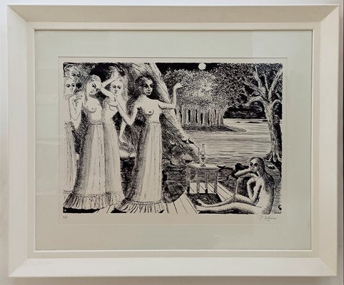 Paul Delvaux, Le bout du monde, 1968, Engraving