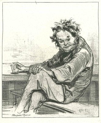 Paul Gavarni, A Drunk Man, Original Lithograph, 1881-ZCI-2029697