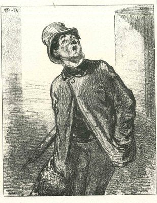 Paul Gavarni, A Watching Man, Original Lithograph, 1881-ZCI-2029695