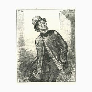 Paul Gavarni, A Watching Man, Original Lithograph, 1881-ZCI-2029695