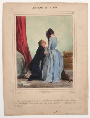 Paul Gavarni - L'éloquence De La Chair - Original Lithograph - Mid-19th Century-ZCI-837817