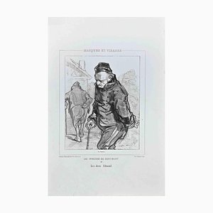 Paul Gavarni, Les Deux Edmond, Original Lithograph, 1850s-ZCI-1338790