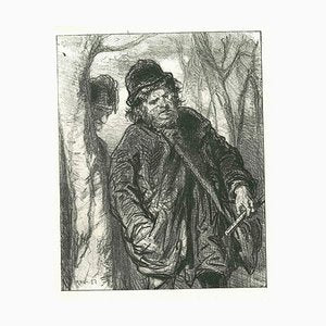 Paul Gavarni, Men in the Wood, Original Lithograph, 1881-ZCI-2029731