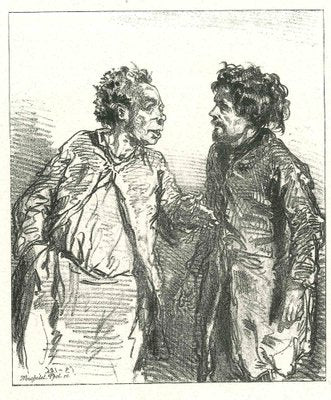 Paul Gavarni, The Conversation, Original Lithograph, 1881-ZCI-2029707